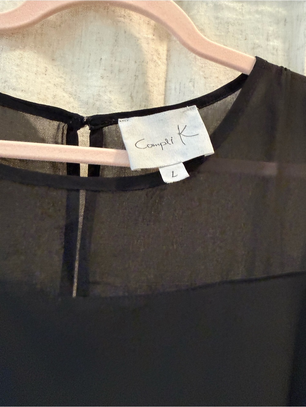 Compli K Black Sheer Yoke Top - Picture 3 of 5